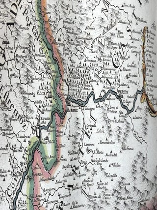 1692 fine colored map of southern Portugal: Parte Meridionale del Regno di Portogallo