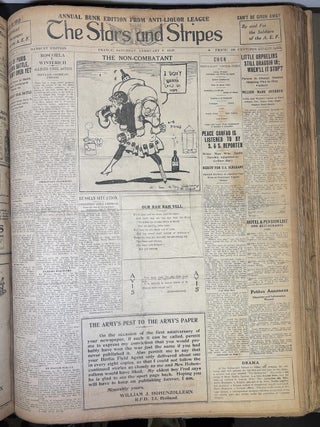 Folio bound volume of The Stars and Stripes 1918-1919 complete including signed photo of Pershing, rare uncirculated Anniversary Number, etc.