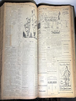 Folio bound volume of The Stars and Stripes 1918-1919 complete including signed photo of Pershing, rare uncirculated Anniversary Number, etc.