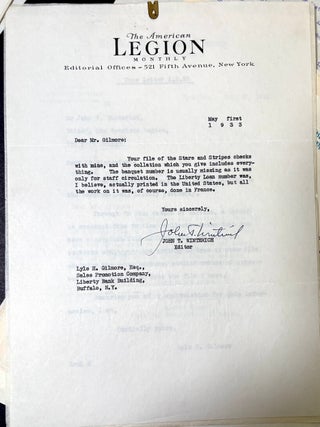 Folio bound volume of The Stars and Stripes 1918-1919 complete including signed photo of Pershing, rare uncirculated Anniversary Number, etc.