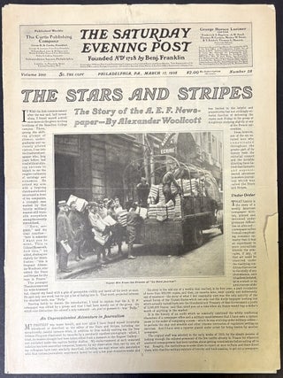 Folio bound volume of The Stars and Stripes 1918-1919 complete including signed photo of Pershing, rare uncirculated Anniversary Number, etc.