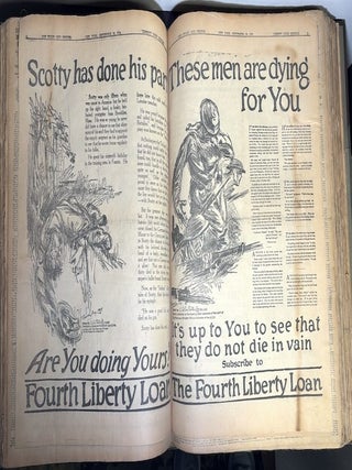 Folio bound volume of The Stars and Stripes 1918-1919 complete including signed photo of Pershing, rare uncirculated Anniversary Number, etc.