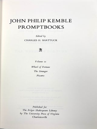 John Philip Kemble Promptbooks, 11 vols. complete