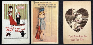 77 early-1900s comedic postcards on couples, flirtation, sex, wooing, courtship, derrieres...