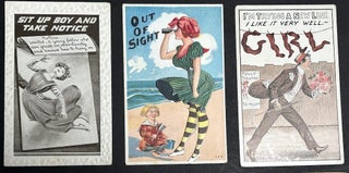 77 early-1900s comedic postcards on couples, flirtation, sex, wooing, courtship, derrieres...