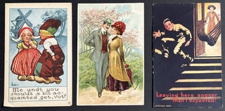 77 early-1900s comedic postcards on couples, flirtation, sex, wooing, courtship, derrieres...