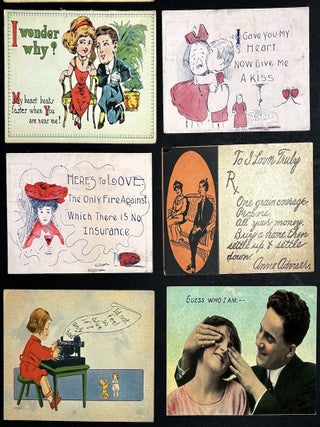 77 early-1900s comedic postcards on couples, flirtation, sex, wooing, courtship, derrieres...