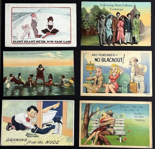 77 early-1900s comedic postcards on couples, flirtation, sex, wooing, courtship, derrieres...