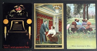 77 early-1900s comedic postcards on couples, flirtation, sex, wooing, courtship, derrieres...
