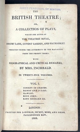 The British Theatre (25 vols., 1808)