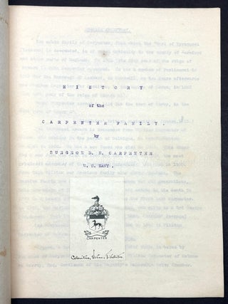 History of the Carpenter Family (1911); 10 pp. typescript