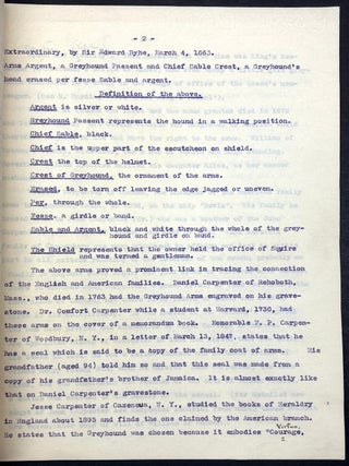 History of the Carpenter Family (1911); 10 pp. typescript