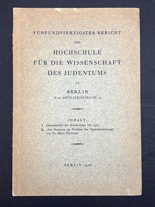 Item #h42020 F&uuml;nfundvierzigster Bericht der Hochschule f&uuml;r die Wissenschaft des Judentums in...