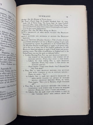A Summary of the Work of Rudyard Kipling Including Items Ascribed to Him