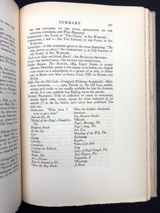 A Summary of the Work of Rudyard Kipling Including Items Ascribed to Him