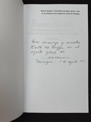 Barroco Descalzo, inscribed to one of his professors at Pitt