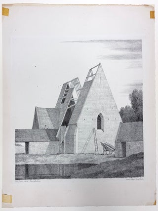 Signed lithograph: Abbey Farm, Calcot, Gloucestershire