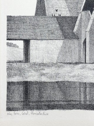 Signed lithograph: Abbey Farm, Calcot, Gloucestershire