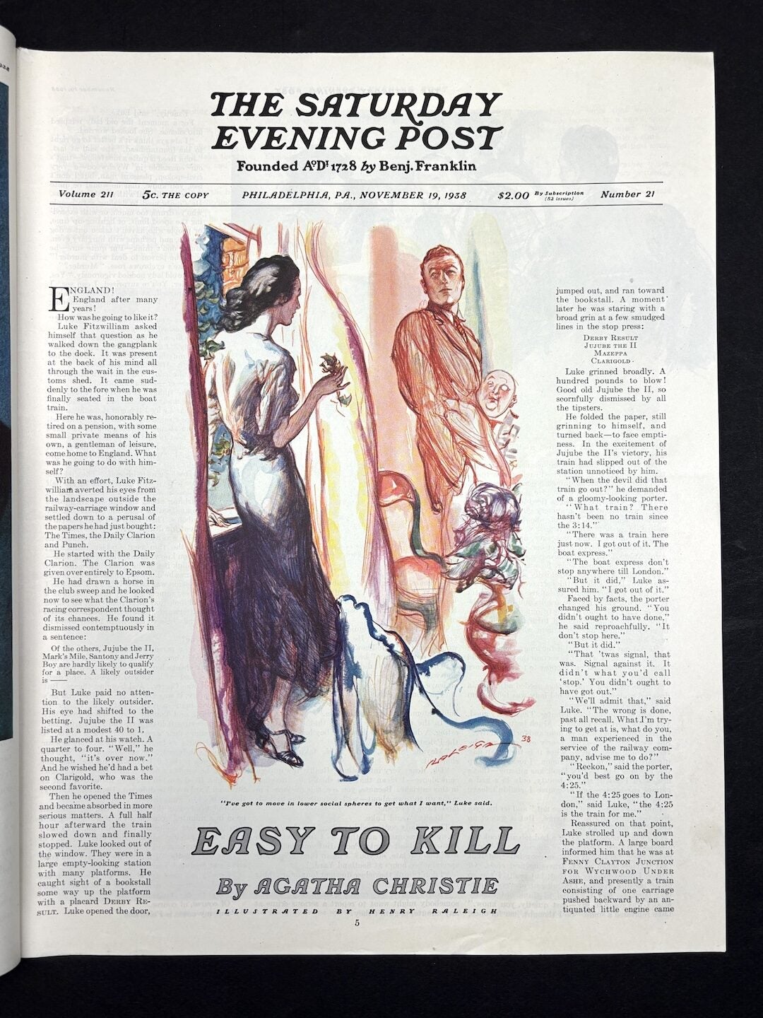 The Saturday Evening Post, November 19, 1938 | Agatha Christie