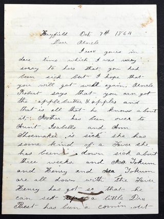 Group of 9 letters, 1848-1879 from friends & family to William Dickson of Meadville & Hayfield, PA & Allens Grove, Wisconsin