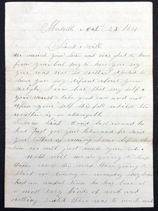 Group of 9 letters, 1848-1879 from friends & family to William Dickson of Meadville & Hayfield, PA & Allens Grove, Wisconsin