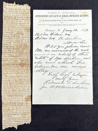 Group of 9 letters, 1848-1879 from friends & family to William Dickson of Meadville & Hayfield, PA & Allens Grove, Wisconsin