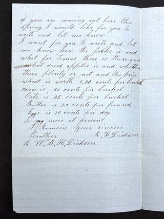 Group of 9 letters, 1848-1879 from friends & family to William Dickson of Meadville & Hayfield, PA & Allens Grove, Wisconsin