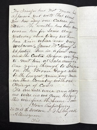 Group of 9 letters, 1848-1879 from friends & family to William Dickson of Meadville & Hayfield, PA & Allens Grove, Wisconsin