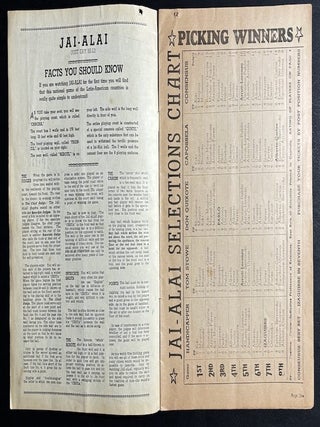 1942 souvenir program for Biscayne Jai-Alai Fronton in Miami Florida