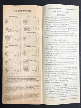 1942 souvenir program for Biscayne Jai-Alai Fronton in Miami Florida