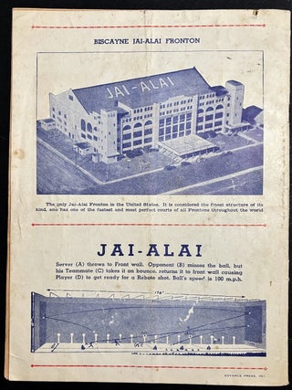 1942 souvenir program for Biscayne Jai-Alai Fronton in Miami Florida