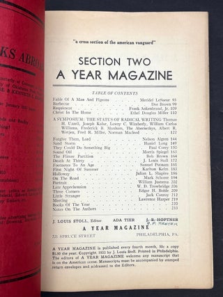 A Year Magazine, Section Two: December 1933 - April 1934, with Dee Brown's first published story, Symposium on the Status of Radical Writing, etc.