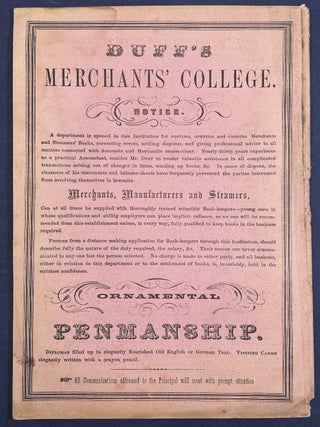 1854 Catalogue and Circular of Duff's Merchants' College, Pittsburgh PA