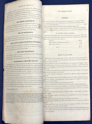 1854 Catalogue and Circular of Duff's Merchants' College, Pittsburgh PA