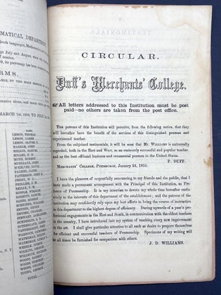 1854 Catalogue and Circular of Duff's Merchants' College, Pittsburgh PA