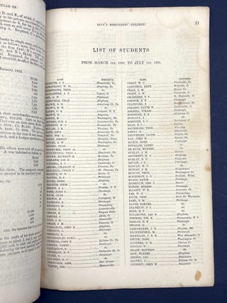 1854 Catalogue and Circular of Duff's Merchants' College, Pittsburgh PA