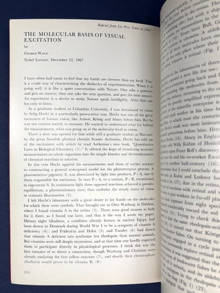 The Molecular Basis of Visual Excitation, Les Prix Nobel en 1967