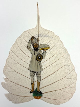 Early 20th century Indian book of paintings on actual peepal leaves