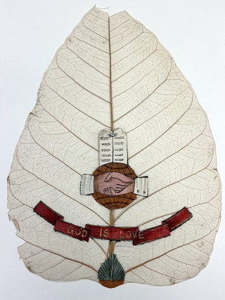 Early 20th century Indian book of paintings on actual peepal leaves