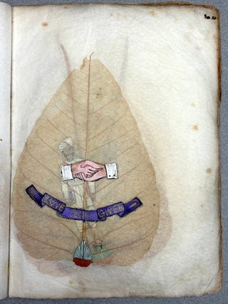 Early 20th century Indian book of paintings on actual peepal leaves