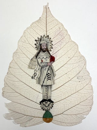 Early 20th century Indian book of paintings on actual peepal leaves