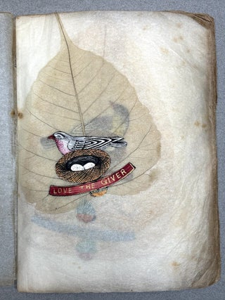 Early 20th century Indian book of paintings on actual peepal leaves