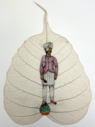 Early 20th century Indian book of paintings on actual peepal leaves