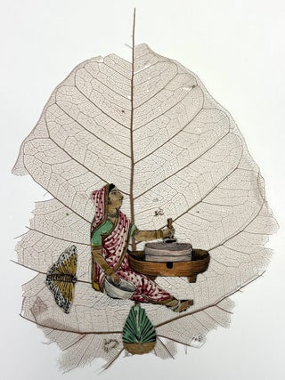 Early 20th century Indian book of paintings on actual peepal leaves