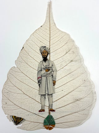 Early 20th century Indian book of paintings on actual peepal leaves