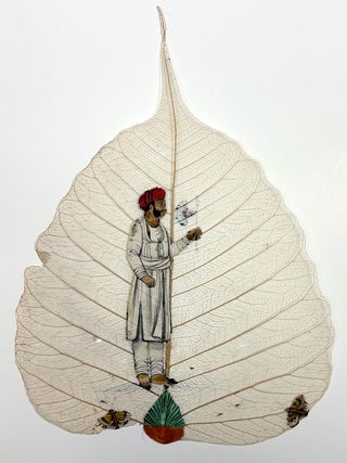 Early 20th century Indian book of paintings on actual peepal leaves