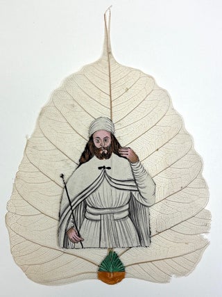 Early 20th century Indian book of paintings on actual peepal leaves
