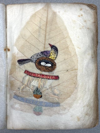 Early 20th century Indian book of paintings on actual peepal leaves