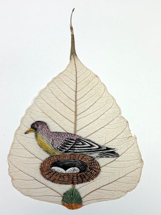 Early 20th century Indian book of paintings on actual peepal leaves