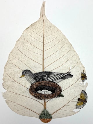 Early 20th century Indian book of paintings on actual peepal leaves